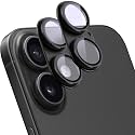 2 Pack Camera Lens Protector for iPhone 16/16 Plus,[Not Easy to Breakn ] AR Tempered Glass Strong Adsorption Metal Camera Cover Screen-Black