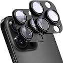 2 Pack Camera Lens Protector for iPhone 15 Pro/15 Pro Max,[Not Easy to Breakn ] AR Tempered Glass Strong Adsorption Metal Camera Cover Screen-Black