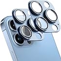 2 Pack Camera Lens Protector for iPhone 13 Pro/13 Pro Max,[Not Easy to Breakn ] AR Tempered Glass Strong Adsorption Metal Camera Cover Screen-Black
