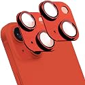 2 Pack Camera Lens Protector for iPhone 14/14 Plus,[Not Easy to Breakn ] AR Tempered Glass Strong Adsorption Metal Camera Cover Screen-Red