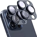 2 Pack Camera Lens Protector for iPhone 15 Pro/15 Pro Max,[Not Easy to Breakn ] AR Tempered Glass Strong Adsorption Metal Camera Cover Screen-Inky blue
