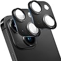 2 Pack Camera Lens Protector for iPhone 14/14 Plus,[Not Easy to Breakn ] AR Tempered Glass Strong Adsorption Metal Camera Cover Screen-Black