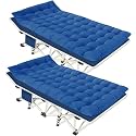 COLMERD 2 Pack Camping Cot with Mattress Camping Cots for Adults Cots for Sleeping with Pad Heavy Duty Guest Bed 2 Person Sleeping Cot Comfortable Include Carry Bag Indoor Outdoor Easy to Set Up