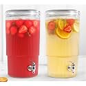 2-PACK Capri Drink Dispenser - Glass Beverage Dispenser, 100% Leakproof Spigot Perfect For Parties And Daily Use Lead-Free Glass, Beautiful Design, 1.8 Gallon