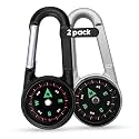 2 Pack Carabiner Clip On Compass Hiking - Compact Compass Keychain Backpacks | Small Pocket Magnetic Compass Keychain for Kids - Twist Lock | Keyring Keychains Outdoor Survival Camping