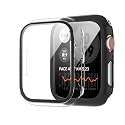 2 Pack Case for Apple Watch SE 2 Series 6/5/4 44mm, with 9H Built in Tempered Glass Screen Protector Lightweight Hard PC Face Cover for iwatch SE/SE2 Black/Clear