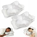 2-Pack Cervical Neck Pillow for for Neck Support,Ergonomic Memory Foam Contour Pillow with Wrinkle-Resistant Silky Satin Fabric Cover,Orthopedic Bed Pillow for Side,Back,Stomach Sleepers,White