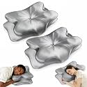 2-Pack Cervical Neck Pillow for for Neck Support,Ergonomic Memory Foam Contour Pillow with Wrinkle-Resistant Silky Satin Fabric Cover,Orthopedic Bed Pillow for Side,Back,Stomach Sleepers,Gray