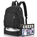 2 Pack Cheer Backpack with Shoe Compartment and CHEER Clear Makeup Bag Set