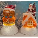 2 Pack Christmas Snow Globes Gingerbread Man and Santa with 8 Songs Music Box and 6H Timer USB &amp; Battery Powered Snow Water Globe Swirling Glitter for Holiday Decorations (Gingerbread Man and Santa)