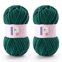 Chunky Chenille Yarn for Crocheting, #6 Green Baby Blanket Yarn for Crochet