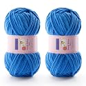 Chunky Chenille Yarn for Crocheting, #6 Blue Baby Blanket Yarn for Crochet