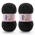 Chunky Chenille Yarn for Crocheting, #6 Black Baby Blanket Yarn for Crochet