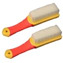 2 Pack Cleaning Brush, Tile Brush | Bristle Brushes | Carpet Cleaning Brush | Scrub Brush Comfort Grip & Flexible Stiff Bristles Heavy Duty for Bathroom Shower Sink Carpet Floor - (Yellow Red)