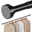 2 Pack Closet Rod, No Drill Closet Rods for Hanging Clothes, Black, 17-54in