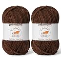 2 Pack Coffee Fluffy Velvet Yarn for Crocheting,Chunky Chenille Baby Blanket Yarn for Crochet,Soft Fuzzy Puzzle Yarn for Knitting,(100g/3.53oz Each) Bulky Thick Amigurumi Crochet Yarns