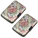 2 Pack Credit Card Holder for Women RFID Blocking Wallet, Happy Flower