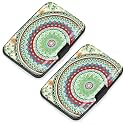 2 Pack Credit Card Holder for Women RFID Blocking Wallet, Green Mandala