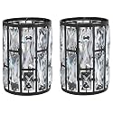 2 Pack Crystal Metal Pendant Ceiling Chandelier Wall Sconce Lamp Replacement Covers Shade Fixture Black Finish,1.66" Fitter Size,7.1" high*5.3" Diameter