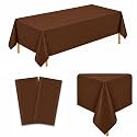 2 Pack Dark Brown Plastic Tablecloths, 54 x 108 Inch Disposable Covers