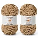 2 Pack Deep Khaki Fluffy Velvet Yarn for Crocheting, Chunky Chenille Baby Blanket Yarn for Crochet, Soft Fuzzy Puzzle Yarn for Knitting, (100g/3.53oz Each) Bulky Thick Amigurumi Crochet Yarns
