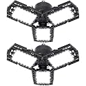 2 Pack Deformable LED Garage Lights - 5000Lumen 6500K Daylight 50W, Three Leaf Garage Ceiling Lighting