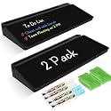 2 Pack Desktop Glass Whiteboard with Storage, Desk White Board Stand Black