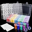 Pumtus 2 Pack Diamond Art Storage Containers, 120 Grids Beads Organizer Box with Label Stickers, Plastic 5D Embroidery Accessories Storage Case Jars for DIY, Art, Craft, Rhinestone, Seed