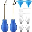 2 Pack Diatomaceous Earth Powder Duster, 8OZ Garden Powder Applicator Dispenser with Long Metal Tube, Bulb Duster Sprayer for Home Organic Gardening Agricultural Supply(Blue)