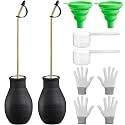 2 Pack Diatomaceous Earth Powder Duster, 8OZ Garden Powder Applicator Dispenser with Long Metal Tube, Bulb Duster Sprayer for Home Organic Gardening Agricultural Supply(Black)