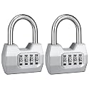 2 Pack disecu 4-Digit Combination Lock, Waterproof Outdoor Padlock for School Gym Locker, Fence, Gate, Shed, Storage Unit (Silver)