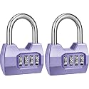 2 Pack disecu 4 Digit Combination Lock, Outdoor Waterproof Padlock for School Gym Locker, Fence, Gate, Shed, Storage Unit, Case, Toolbox (Lavender)