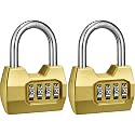 2 Pack disecu 4 Digit Combination Lock, Outdoor Waterproof Padlock for School Gym Locker, Fence, Gate, Shed, Storage Unit, Case, Toolbox (Gold)