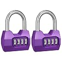 2 Pack disecu 4-Digit Combination Lock, Waterproof Outdoor Padlock for School Gym Locker, Fence, Gate, Shed, Storage Unit (Purple)