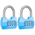 2 Pack disecu 4-Digit Combination Lock, Waterproof Outdoor Padlock for School Gym Locker, Fence, Gate, Shed, Storage Unit (Azury)