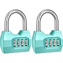 2 Pack disecu 4-Digit Combination Locker Lock, Waterproof Outdoor Padlock for School Gym Locker, Fence, Gate, Shed, Storage Unit (Turquoise)