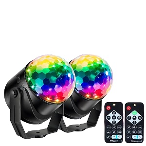 2-pack dj disco ball party lights sound activated with remote strobe light for home room dance birthday party supplies stage lamp for new years birthday halloween christmas decorations