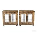 2 Pack Dog Crate Furniture, 27.1'' Heavy Duty Kennel with Cushion &amp; Wheels