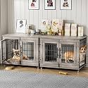 2 Pack Dog Crate Furniture,32'' Heavy Duty Kennel with Cushion &amp; Wheels