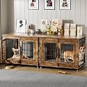 2 Pack Dog Crate Furniture, 32'' Heavy Duty Kennel with Cushion &amp; Wheels