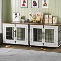 2 Pack Dog Crate Furniture,32'' Heavy Duty Kennel with Cushion &amp; Wheels