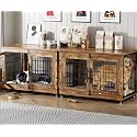 2 Pack Dog Crate Furniture, 38'' Heavy Duty Kennel with Cushion &amp; Wheels