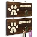 2 Pack Dog Leash Holder Wall Mount, Pet Harness Hanger with Scrabble Letters, Dog Collar Organizer for Entryway, Cat Leash Holder for Wall, Pet Loss Gifts, Keepsake, Home Decor PF218-CBW