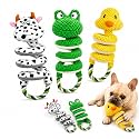 2 Pack Dog Rope Toys, Squeaky Plush Tug and Chew Toys for Medium Large Dogs