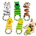 2 Pack Dog Rope Toys, Squeaky Plush Tug and Chew Toys for Medium Large Dogs