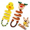 2 Pack Dog Rope Toys, Squeaky Plush Tug and Chew Toys for Medium Large Dogs