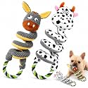 2 Pack Dog Rope Toys, Squeaky Plush Tug and Chew Toys for Medium Large Dogs