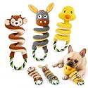 2 Pack Dog Rope Toys, Squeaky Plush Tug and Chew Toys for Medium Large Dogs