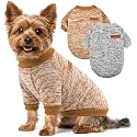 2 Pack Dog Sweaters for Small Dogs Girl Boy Winter Fleece Clothes Warm Soft Dog Sweatshirt Outfit for Dogs Cats Pet Apparel (Khaki+Gray, XL (Back: 17.7", Chest: 22.8", 18-22 lbs))