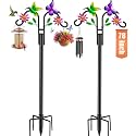 2 Pack Double Shepherds Hooks 78'' Hummingbird Flower 5-Prong